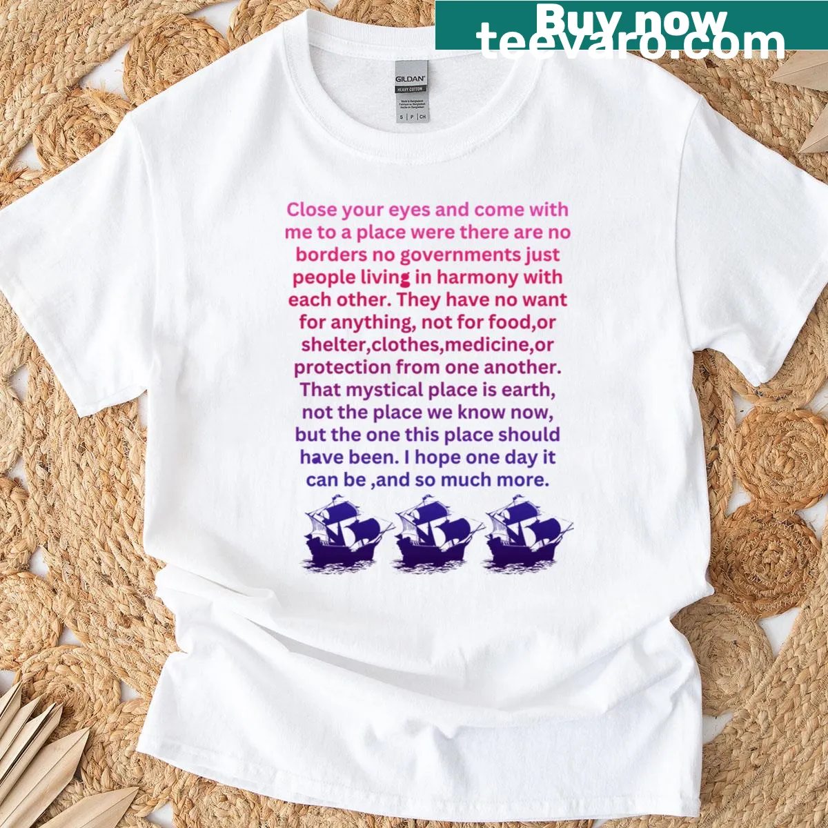 Inspirational text T-shirt with 'A Brave New World For Everyone' — on a men's t-shirt