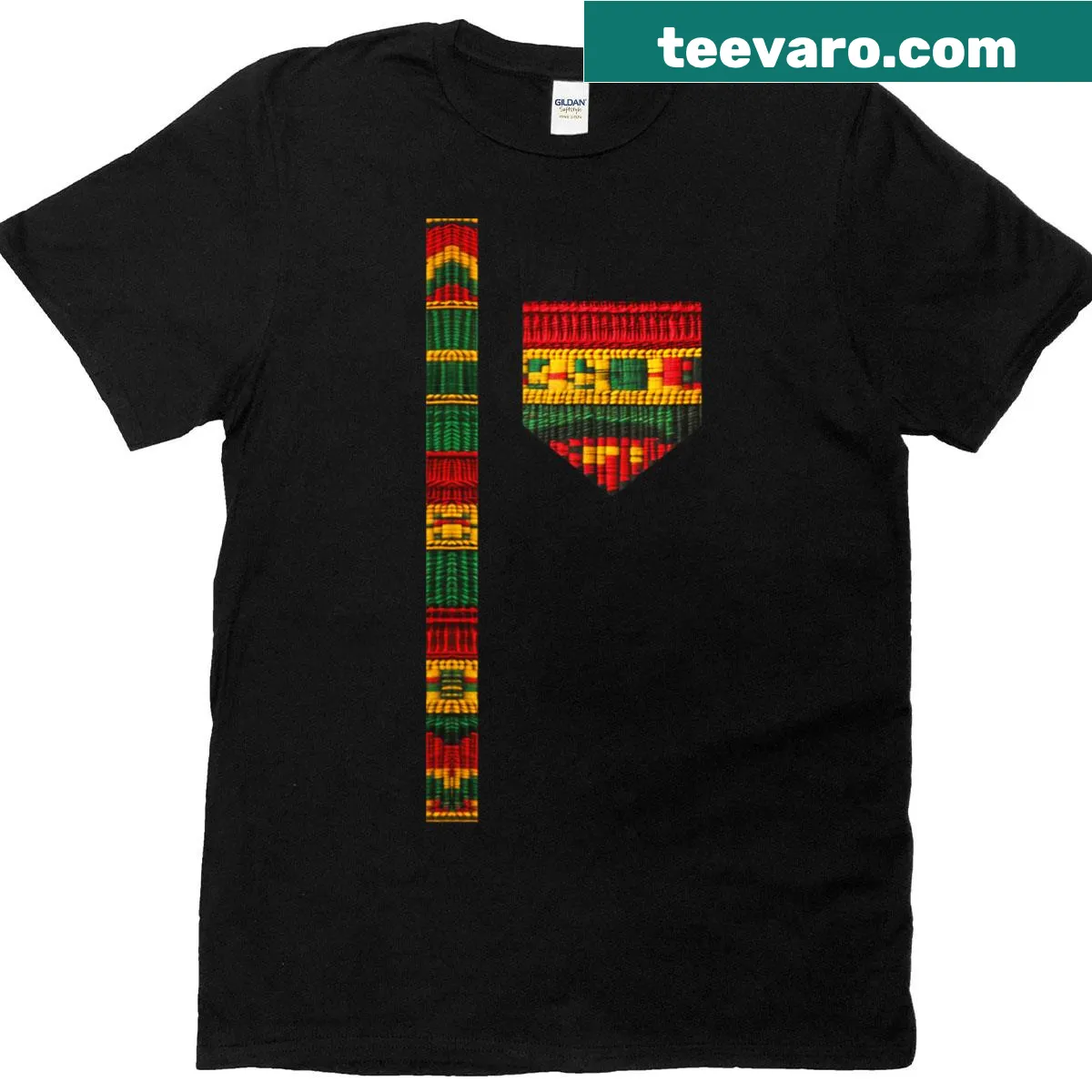 T-shirt with African print inspired by dashiki and kente art — on a men's t-shirt