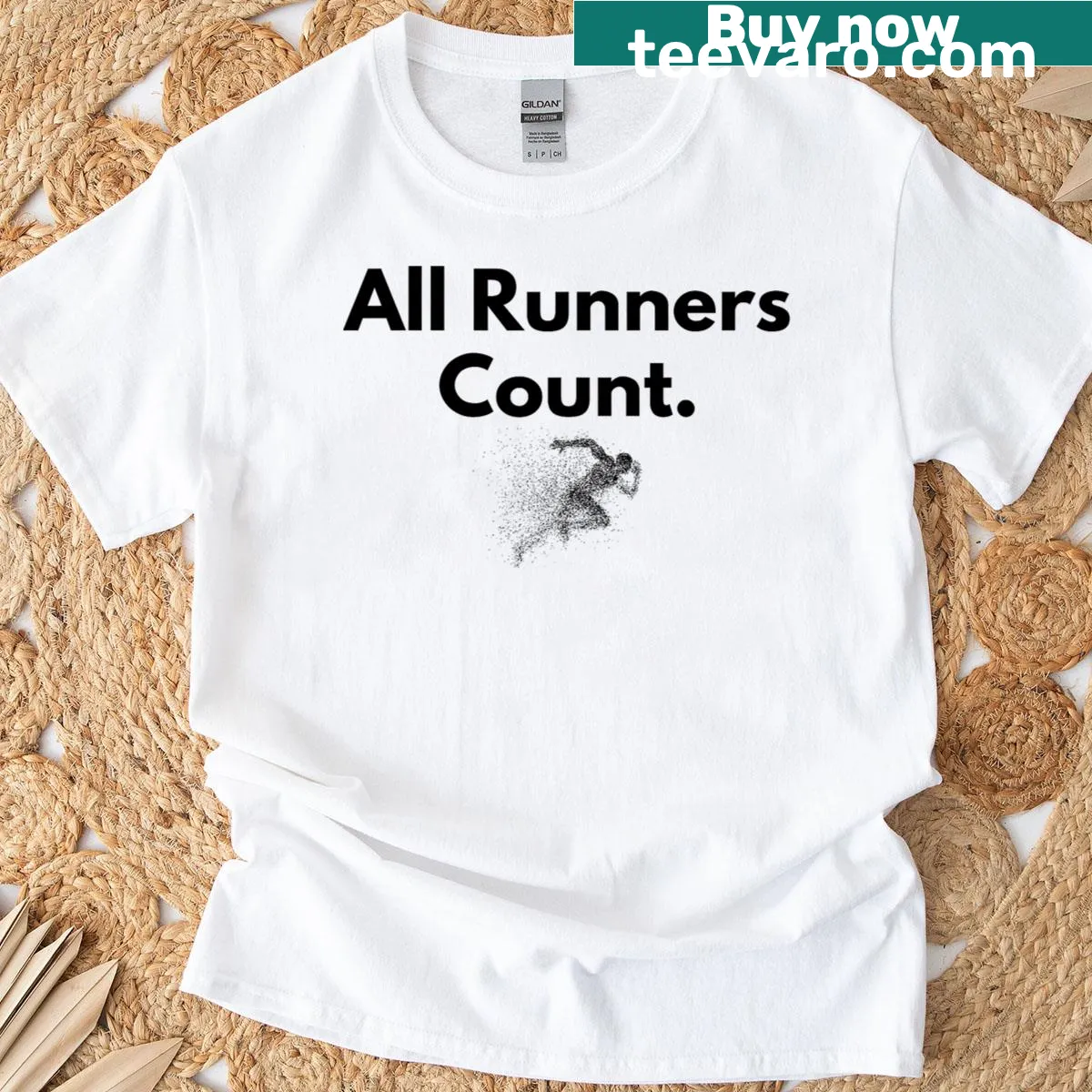 Typography design stating 'All Runners Count' on a T-shirt — on a men's t-shirt