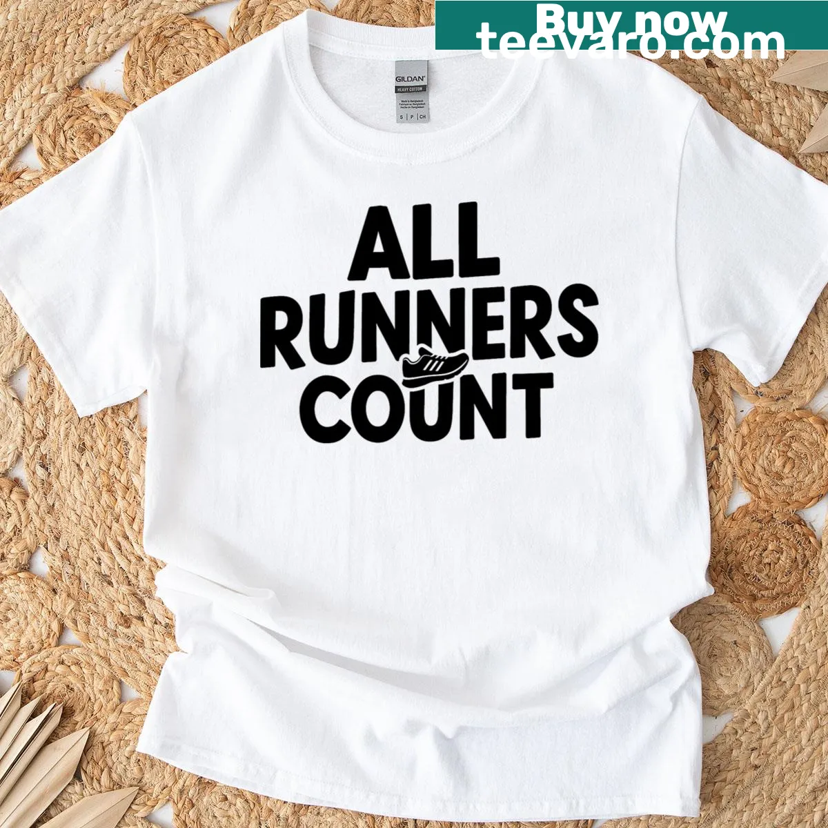 Funny tee with text stating 'All Runners Count' for joggers — on a men's t-shirt