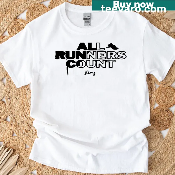 T-shirt with bold text reading 'All Runners Count'