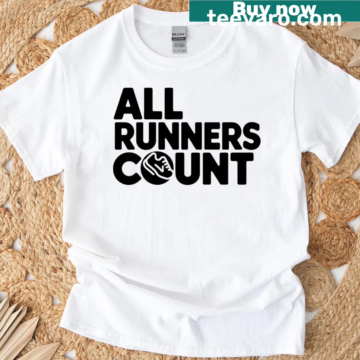 Comfortable tee celebrating all runners with 'All Runners Count' text — on a men's t-shirt