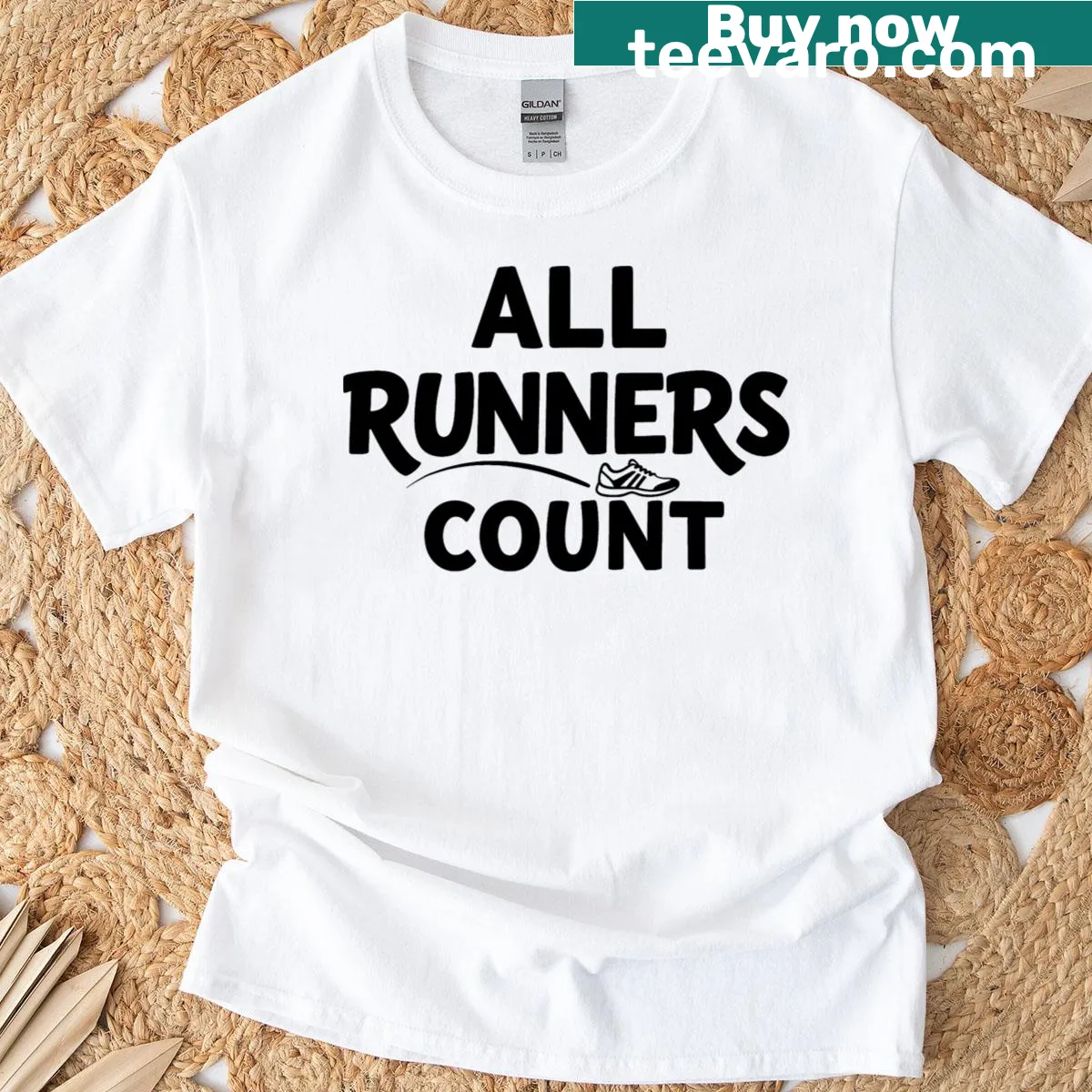 Funny runner's tee stating 'All Runners Count' — on a men's t-shirt