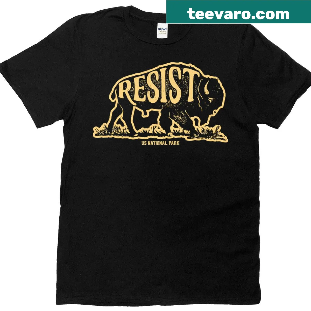Vintage tee featuring a bison graphic, celebrating US national parks — on a men's t-shirt