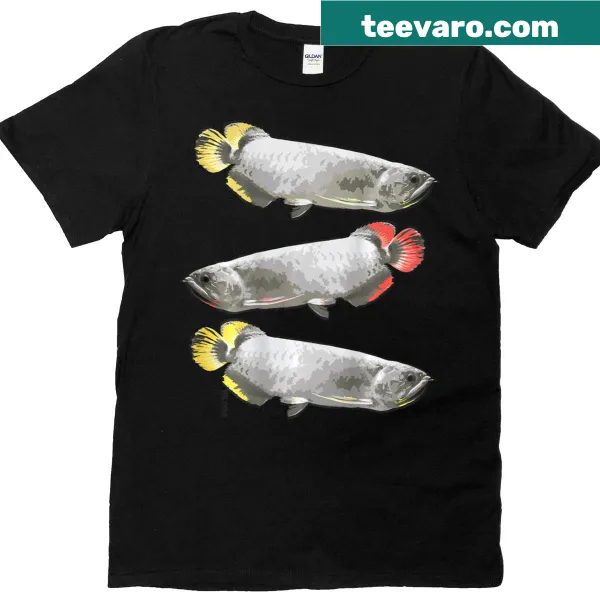 Illustrative T-shirt featuring a graphic of an arrowana fish