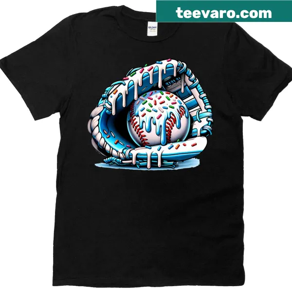 Fun baseball-themed T-shirt with an ice cream sprinkles design