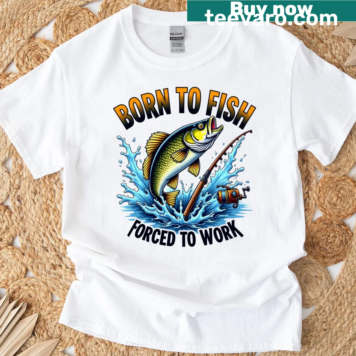 Humorous design with fishing theme and bold text — on a men's t-shirt