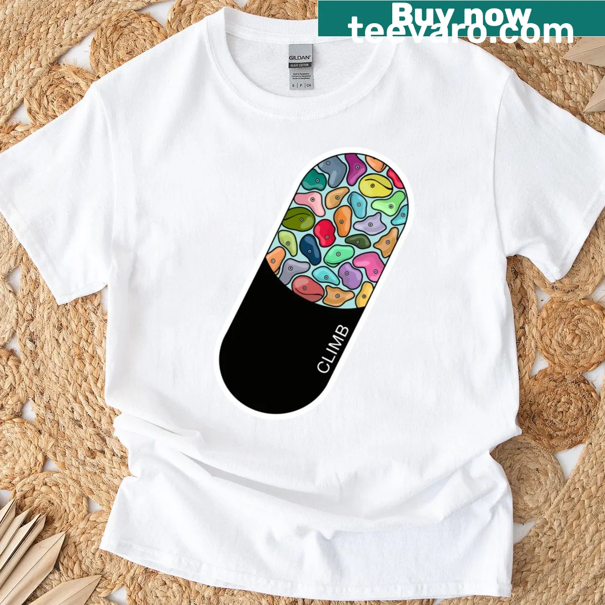 Bold typography design saying 'Climbing' for a minimalist look — on a men's t-shirt