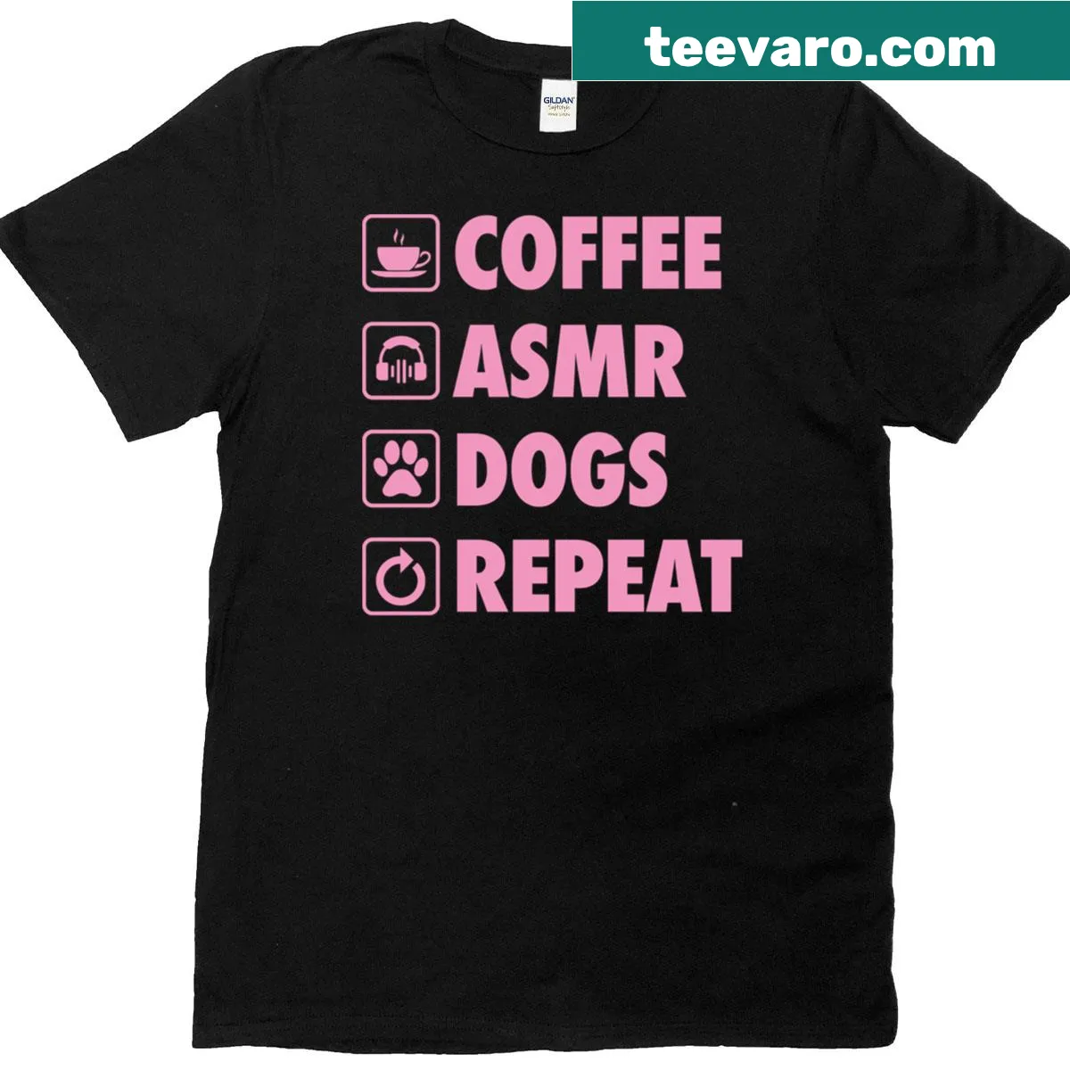 Funny graphic combining coffee and dogs in a quirky design — on a men's t-shirt