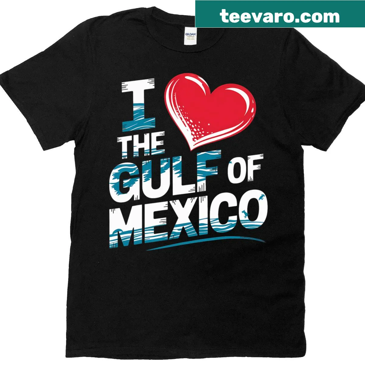 Heartwarming T-shirt with 'I Love The Gulf Of Mexico' typography — on a men's t-shirt