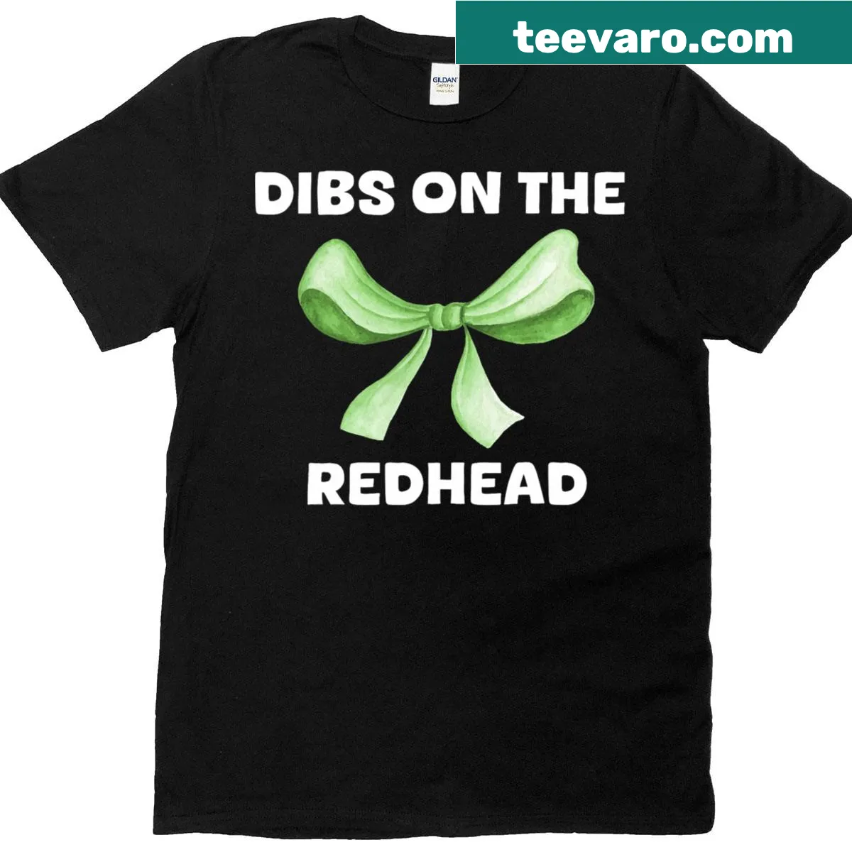 Playful St. Patrick's Day T-shirt with 'Dibs On The Redhead' text design — on a men's t-shirt