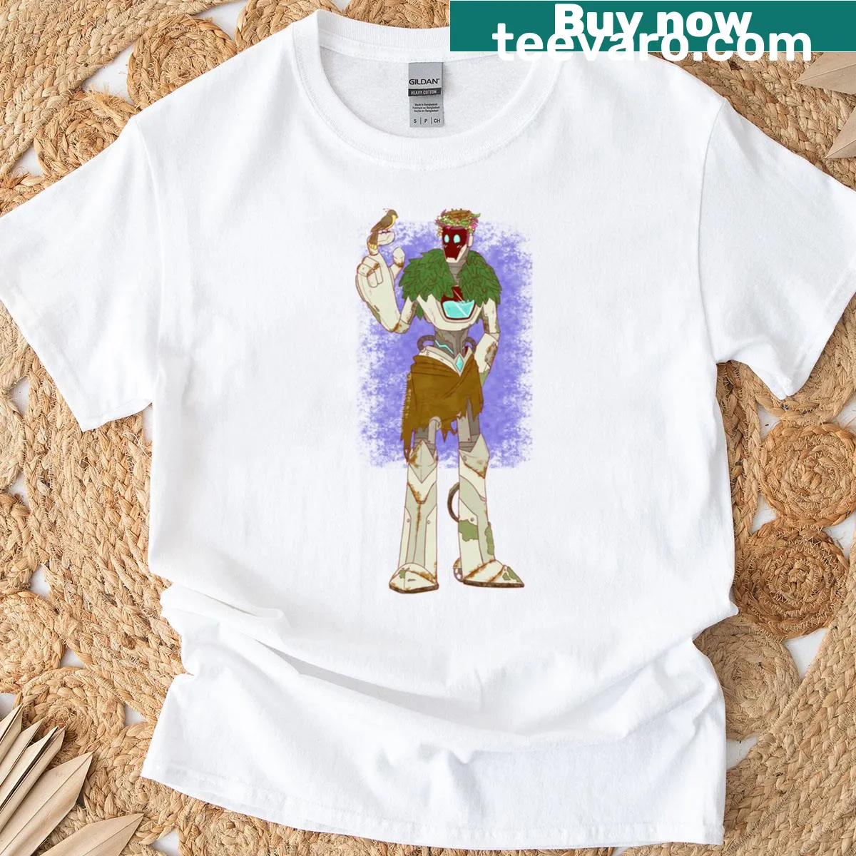 Druid graphic surrounded by nature on a casual t-shirt — on a men's t-shirt