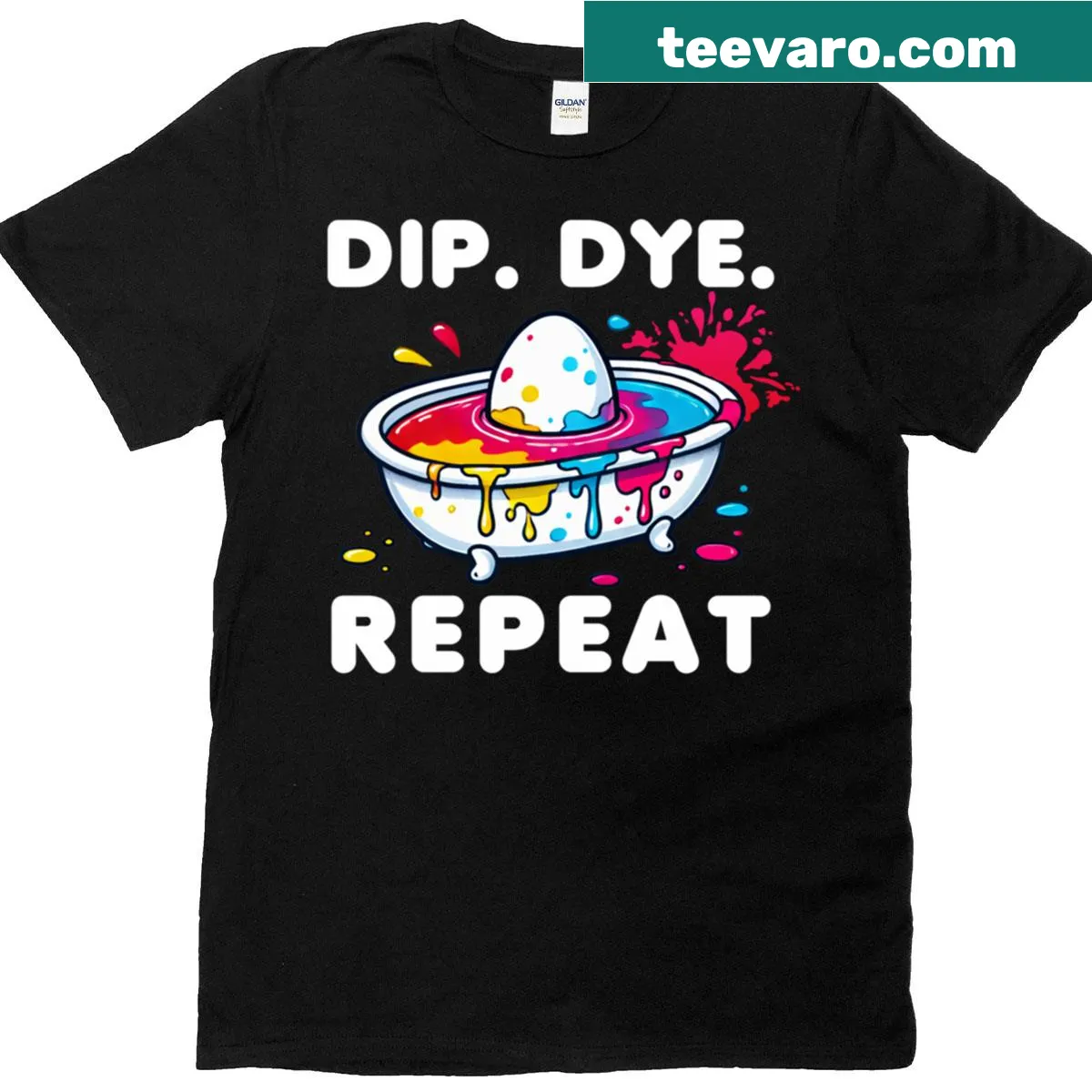 Minimalist t-shirt with Dip Dye Repeat design for Easter — on a men's t-shirt