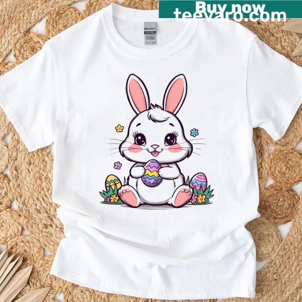 Cheerful Easter-themed t-shirt with playful graphics