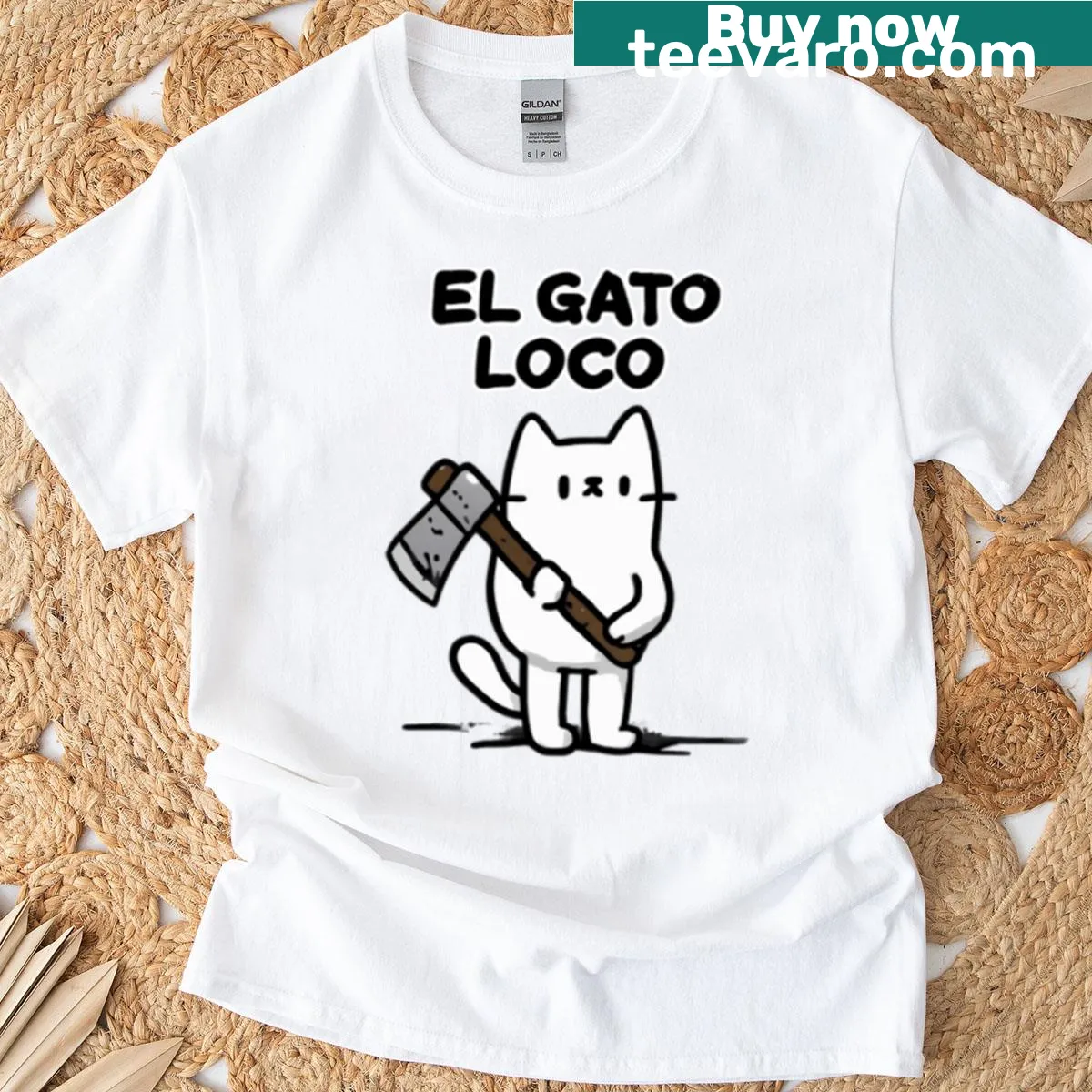 Funny 'El Gato Loco' cat graphic t-shirt for cat lovers — on a men's t-shirt