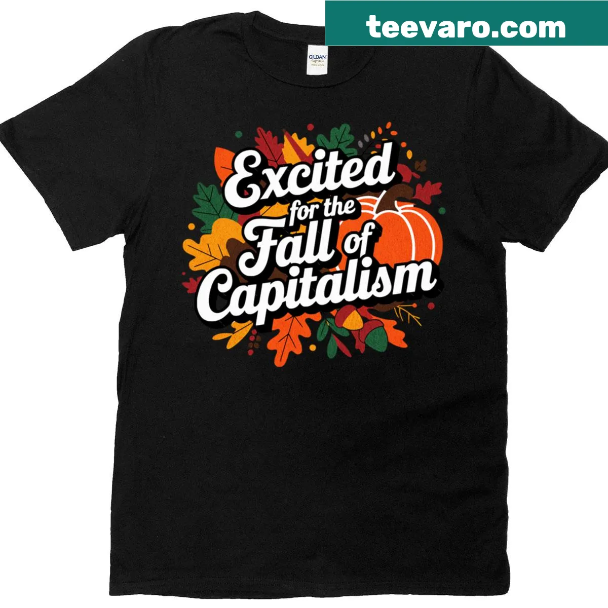 Provocative text shirt about capitalism — on a men's t-shirt