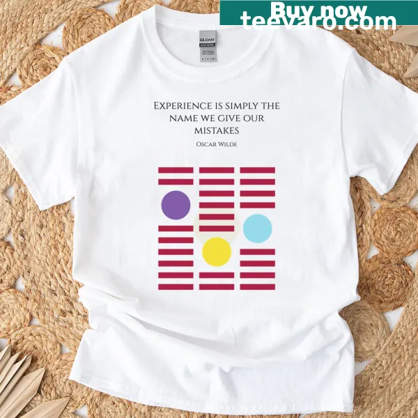 Abstract graphic t-shirt with Oscar Wilde quote and geometric design