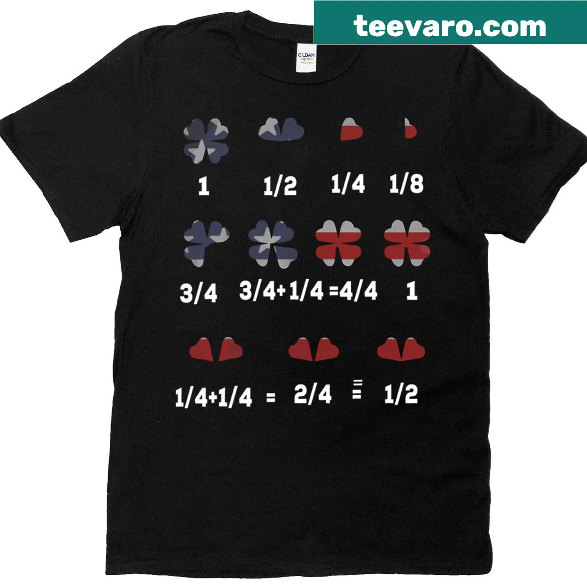Math-themed St. Patrick's Day shirt with four-leaf clover and funny fraction — on a men's t-shirt