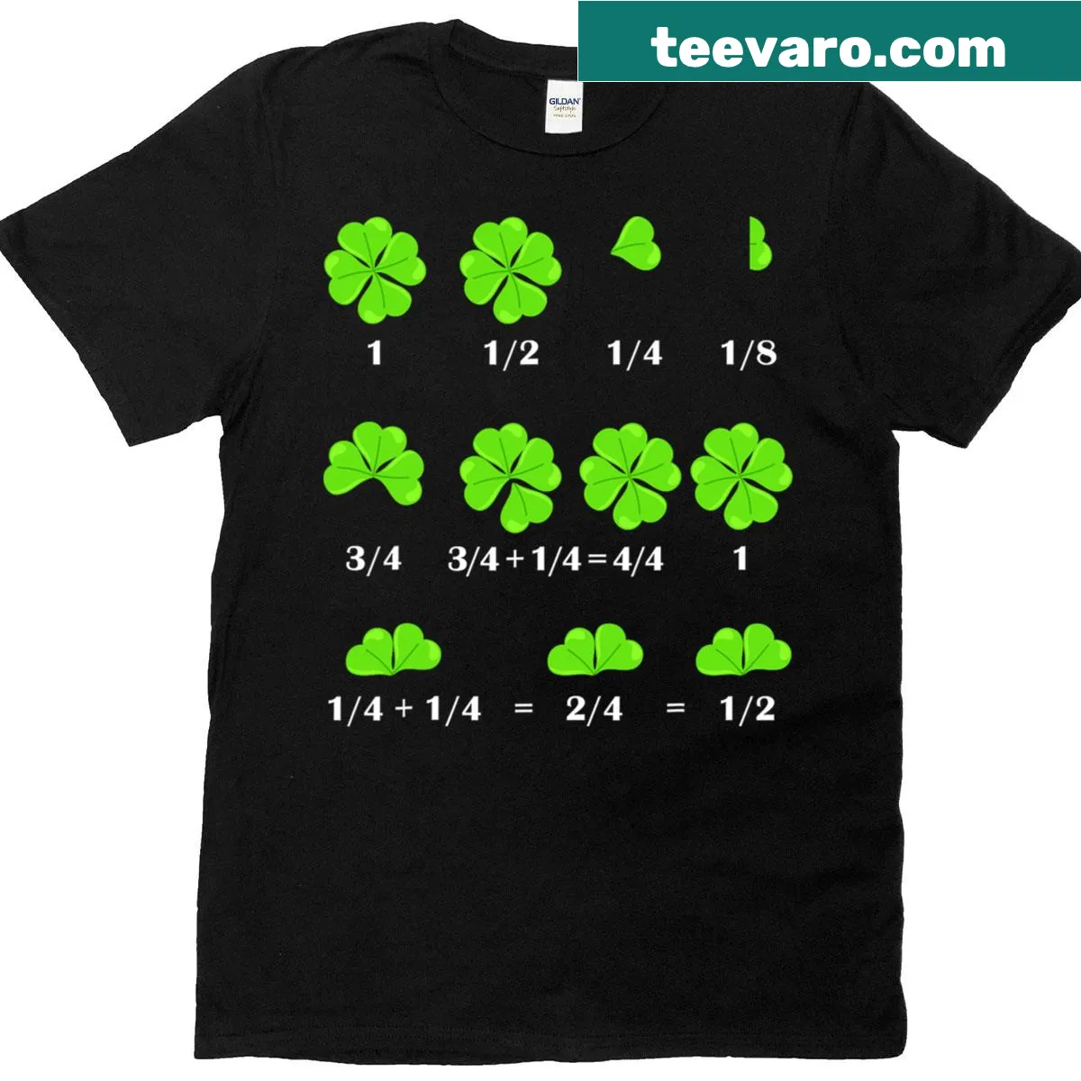 Shamrock fraction design for math teachers and students — on a men's t-shirt