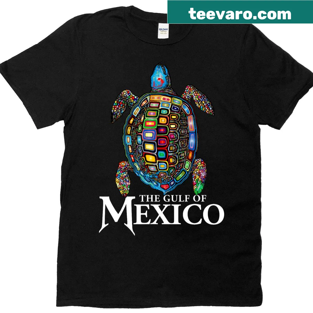 Graphic T-shirt featuring a sea turtle and Gulf of Mexico theme — on a men's t-shirt