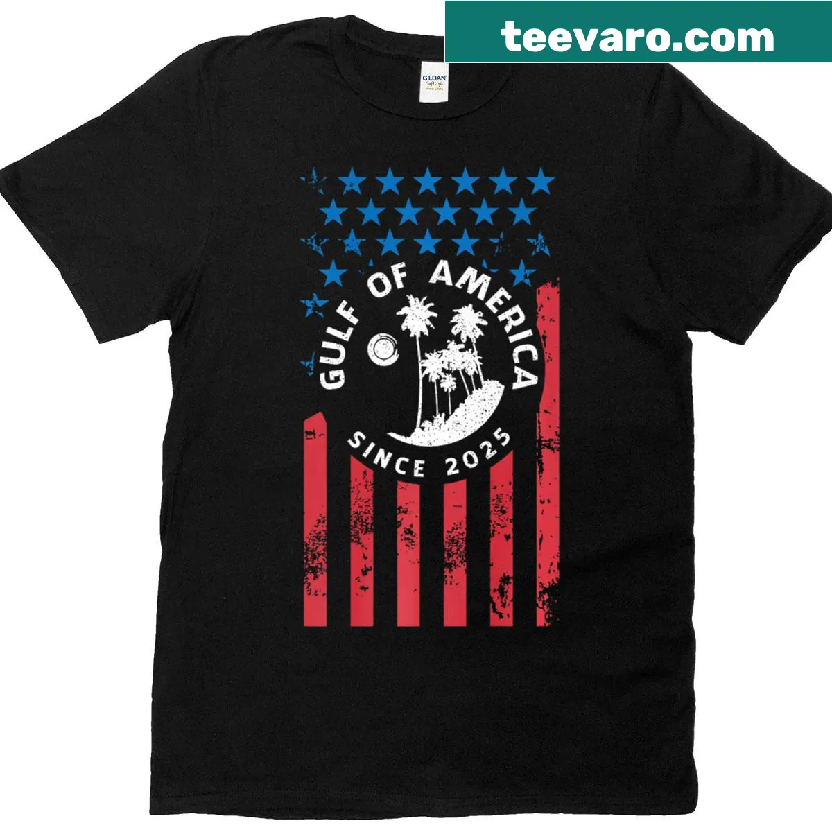 Grunge-style American flag t-shirt with 'Since 2025' text — on a men's t-shirt
