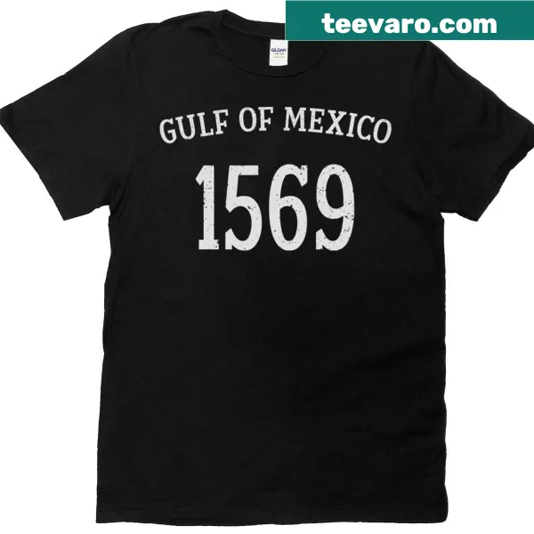 Illustrated t-shirt featuring the historical 1569 Gulf Of Mexico map