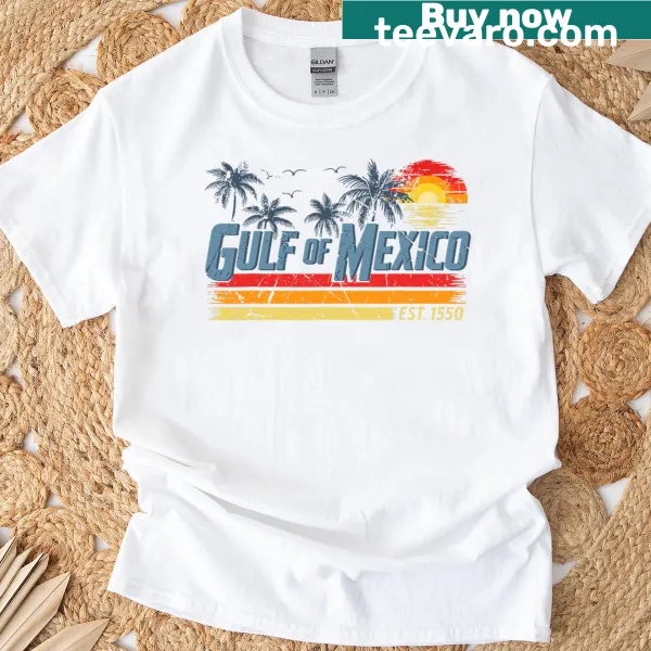 Vintage Gulf of Mexico beach t-shirt with retro distressed text
