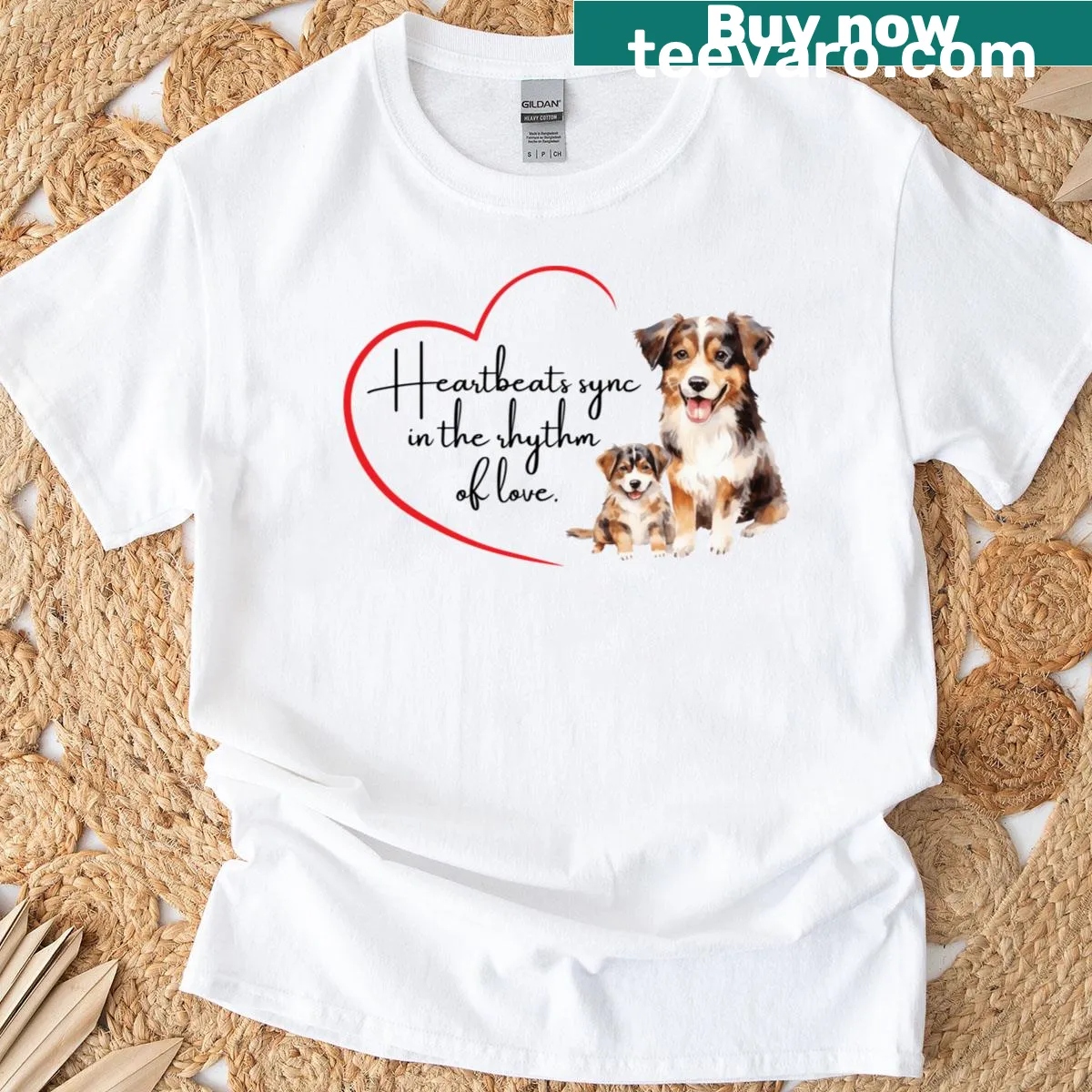 Sentimental t-shirt featuring an Aussie dog and heartwarming text — on a men's t-shirt
