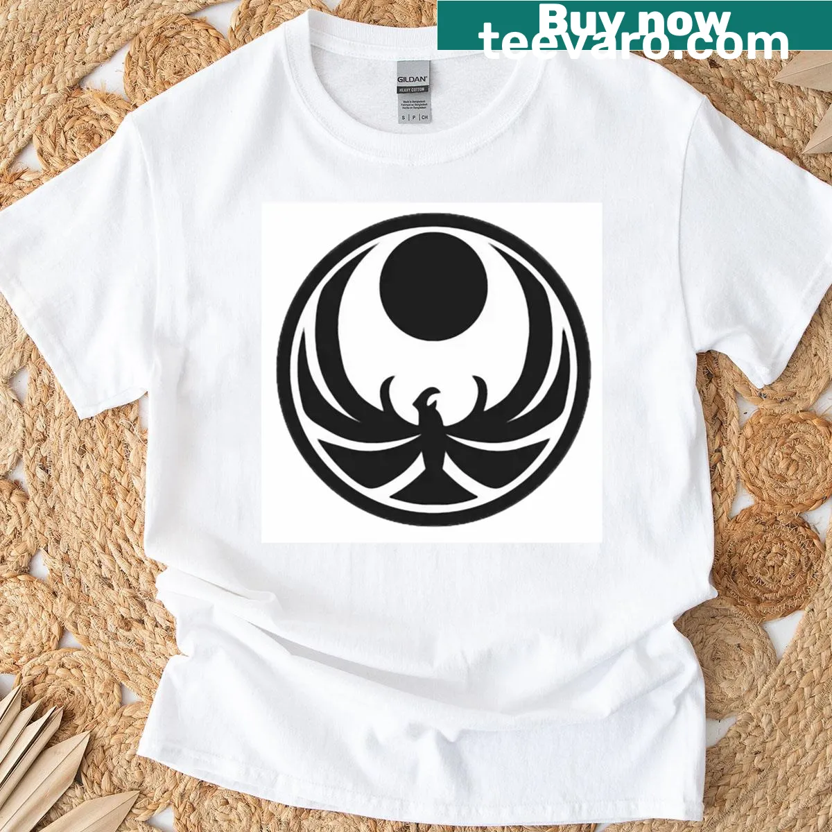 Illustration of a Hopi bird on a T-shirt, representing cultural significance — on a men's t-shirt