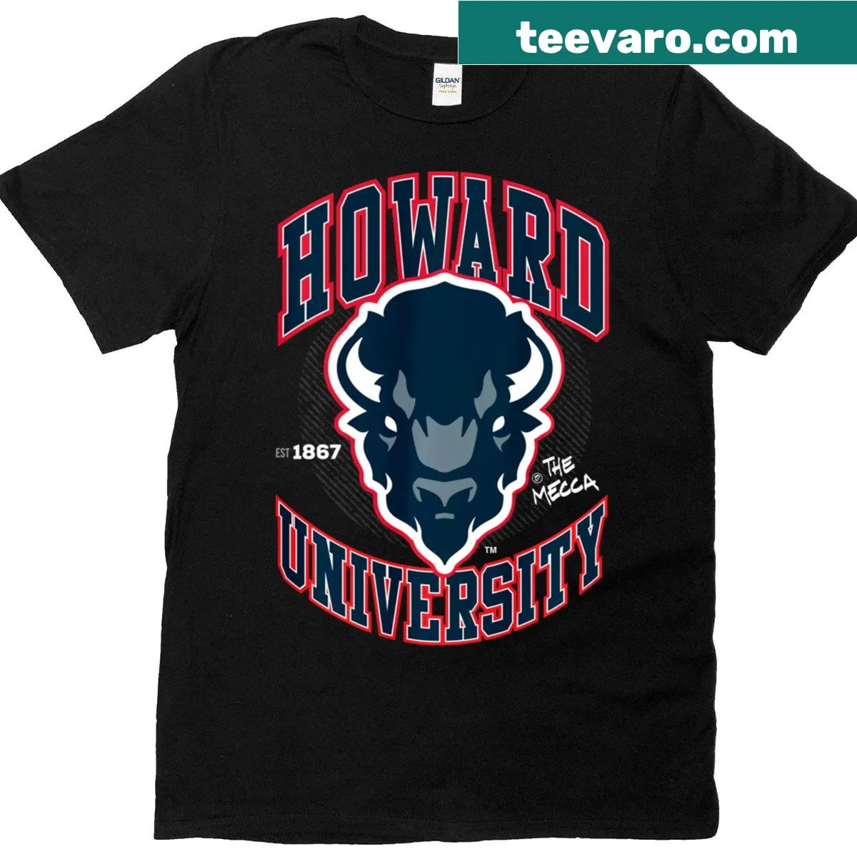 Howard University Bisons t-shirt featuring the HU logo. — on a men's t-shirt