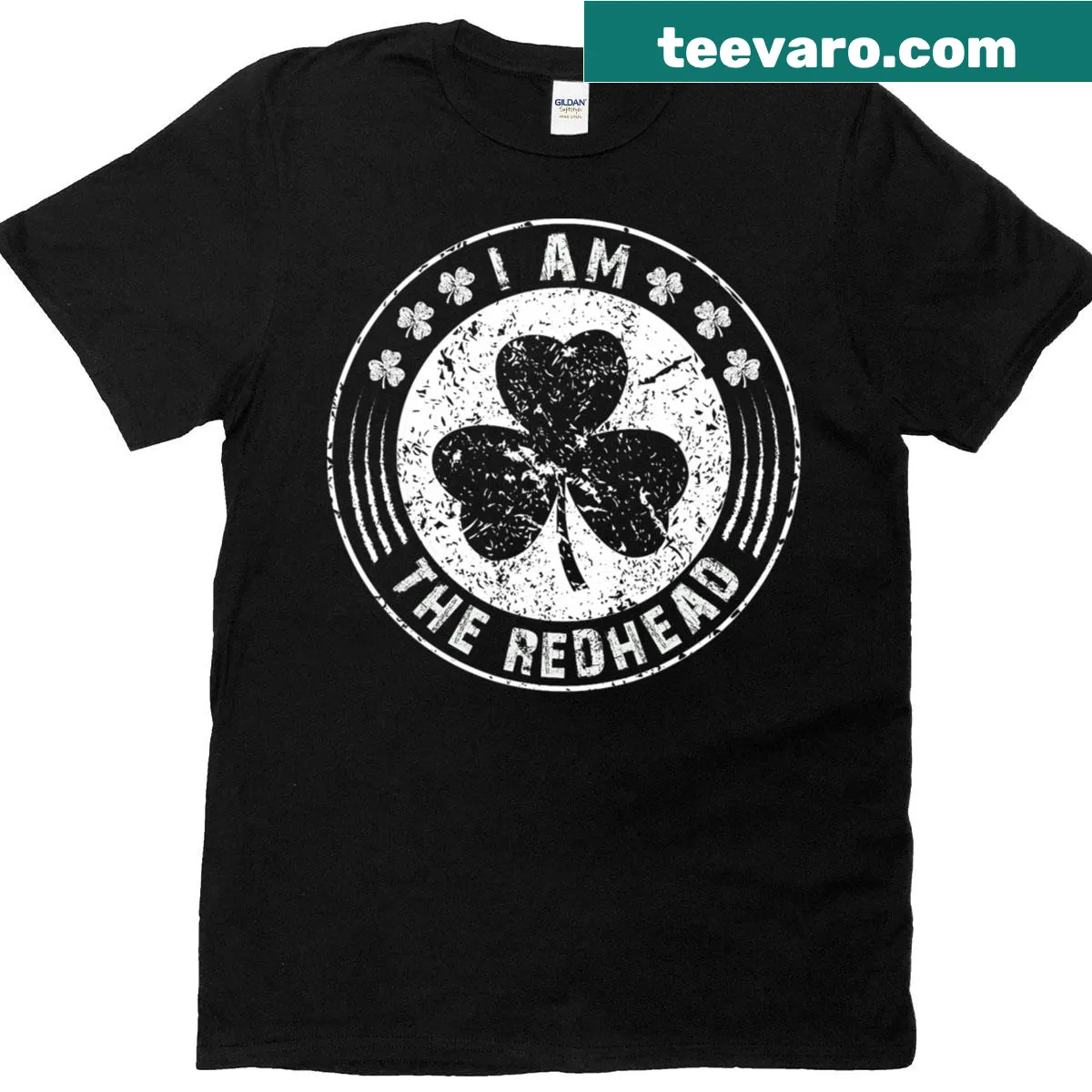 Funny St. Patrick's Day t-shirt with clover designs celebrating redheads. — on a men's t-shirt