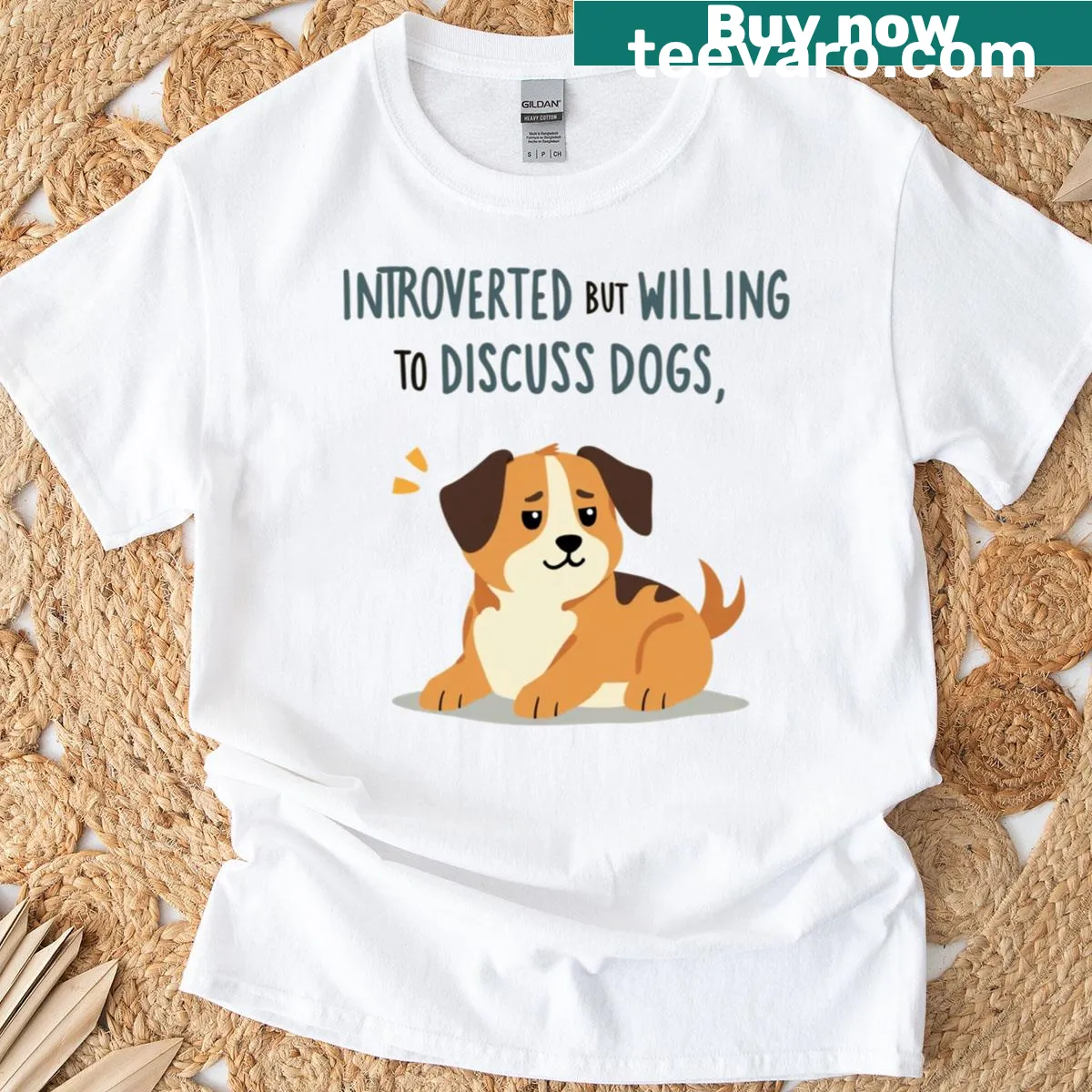 Funny dog lover T-shirt with hand-lettered introvert saying — on a men's t-shirt