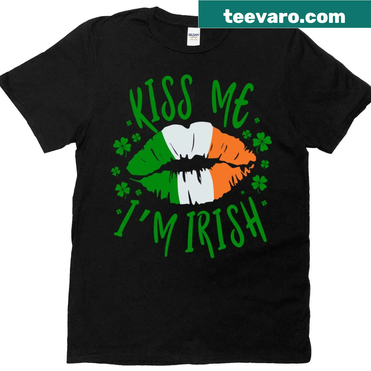 St. Patrick's Day T-shirt with 'Kiss Me I'm Irish' slogan — on a men's t-shirt