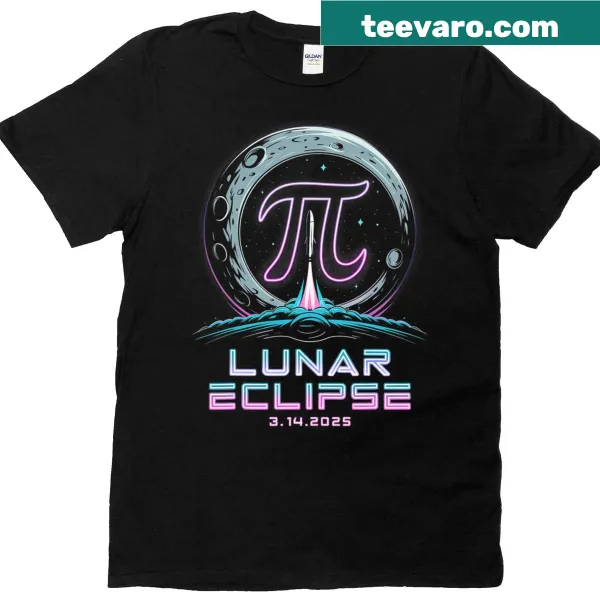 T-shirt featuring a design inspired by lunar eclipses and rocket launches
