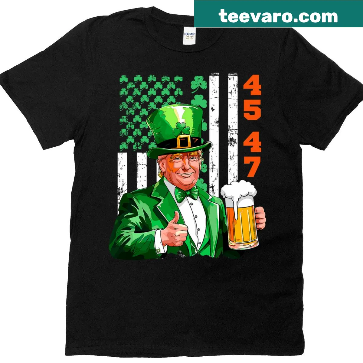 Funny slogan t-shirt for St. Patrick's Day featuring Trump theme — on a men's t-shirt