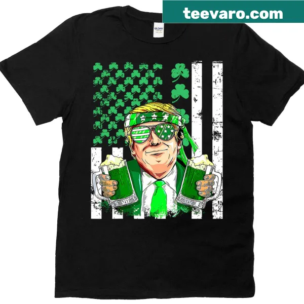 Humorous St. Patrick's Day shirt featuring shamrock and political slogan