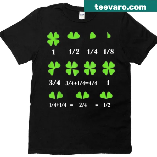 Funny math-themed four-leaf clover t-shirt for St. Patrick's Day