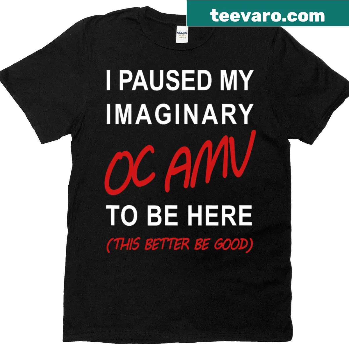 Graphic T-shirt with 'Oc Amv' text for gaming fans — on a men's t-shirt
