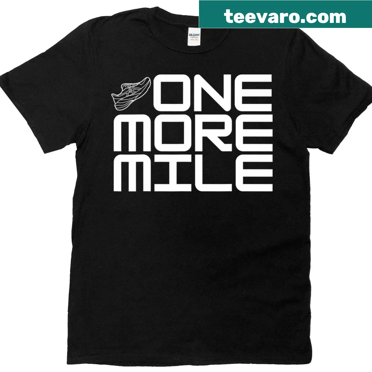Motivational running T-shirt with the phrase 'One More Mile' — on a men's t-shirt