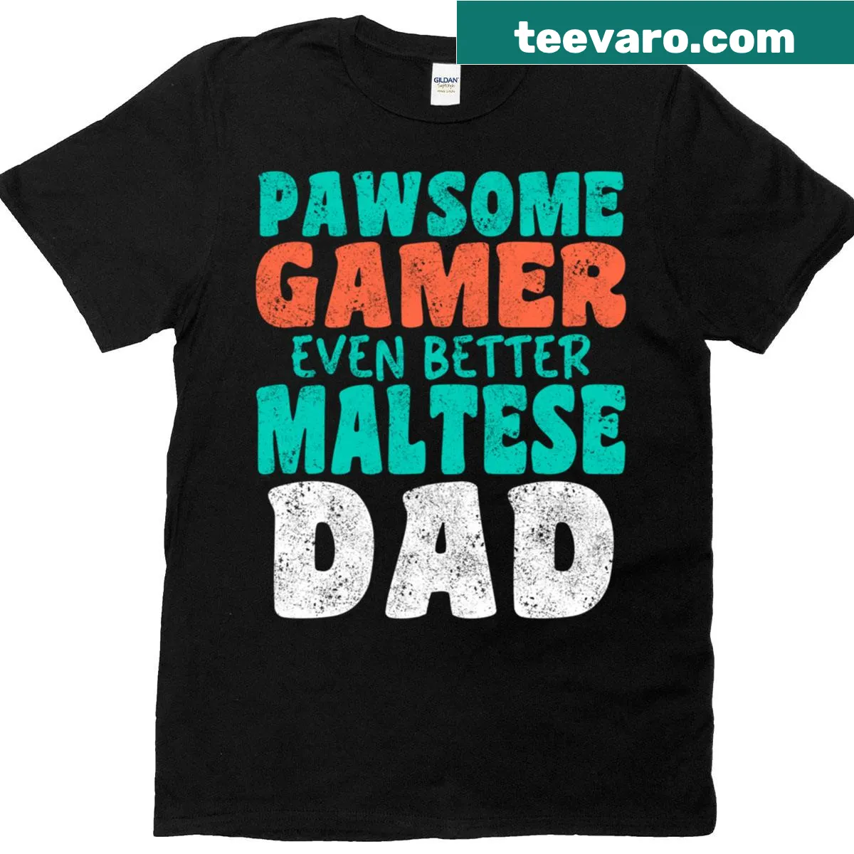 Funny T-shirt for gamer dads featuring Maltese design — on a men's t-shirt