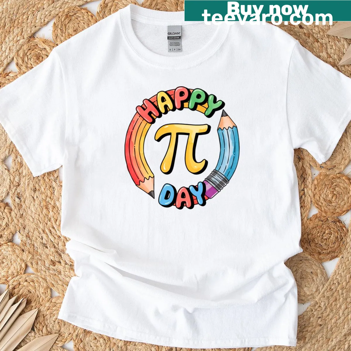 T-shirt featuring playful pencil graphics and pi symbols for Pi Day — on a men's t-shirt