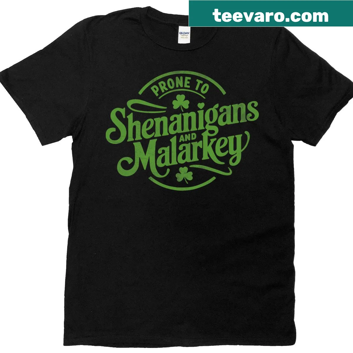 Funny St. Patrick's Day t-shirt with clover graphics — on a men's t-shirt