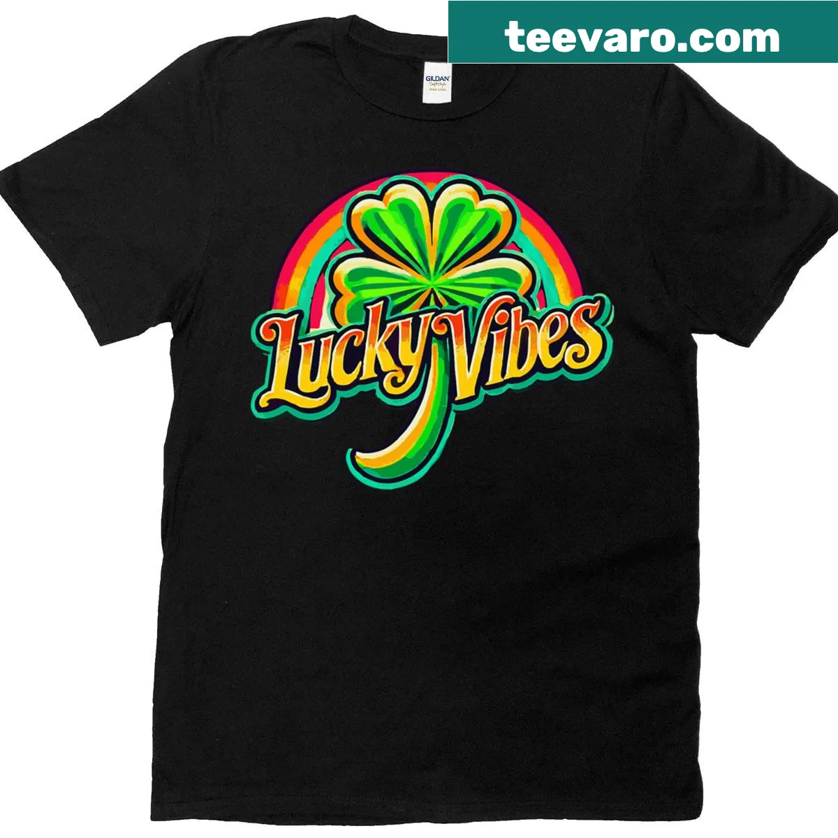 Retro St. Patrick's Day T-shirt with four-leaf clover design — on a men's t-shirt