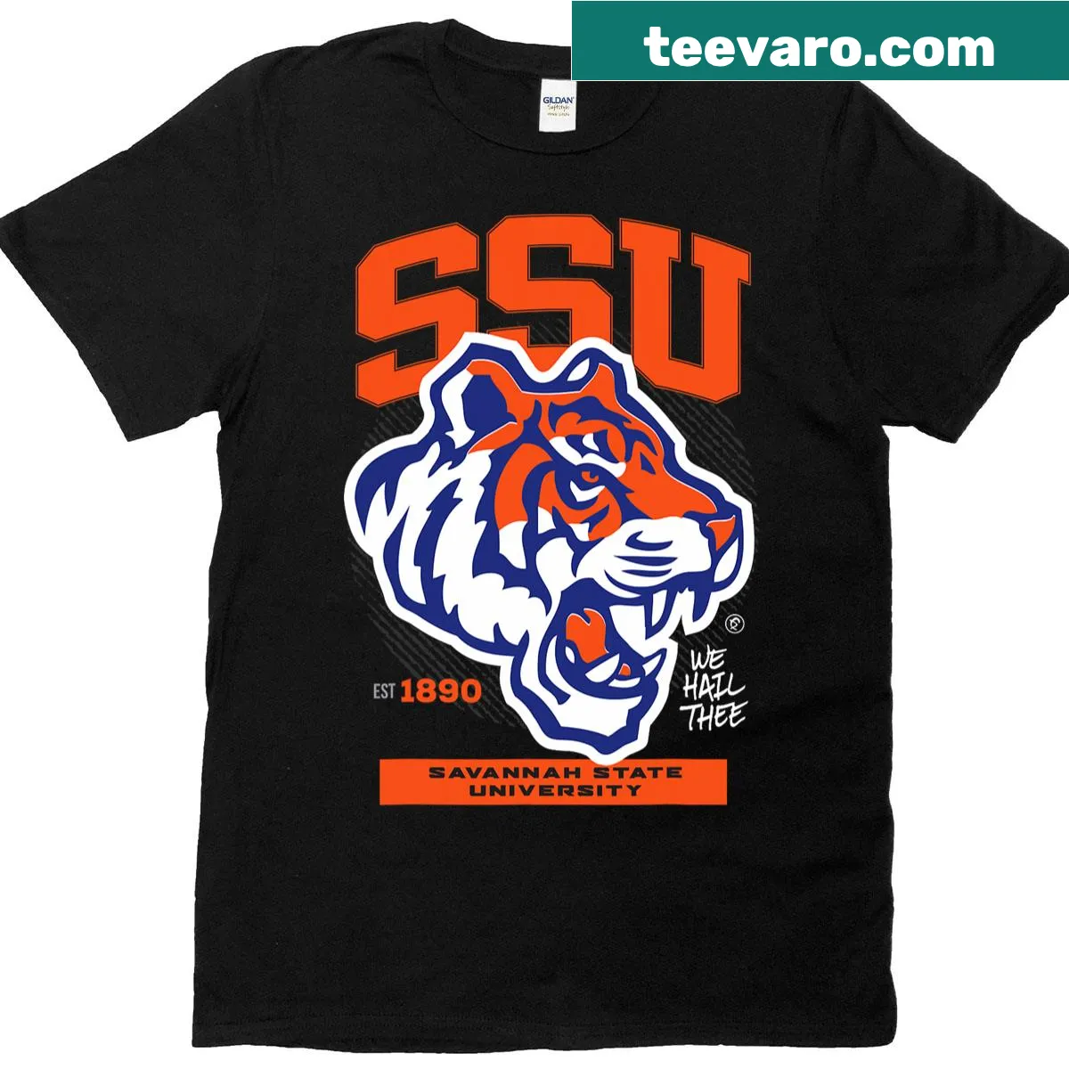 Savannah State University t-shirt featuring bold SSU and HBCU text — on a men's t-shirt