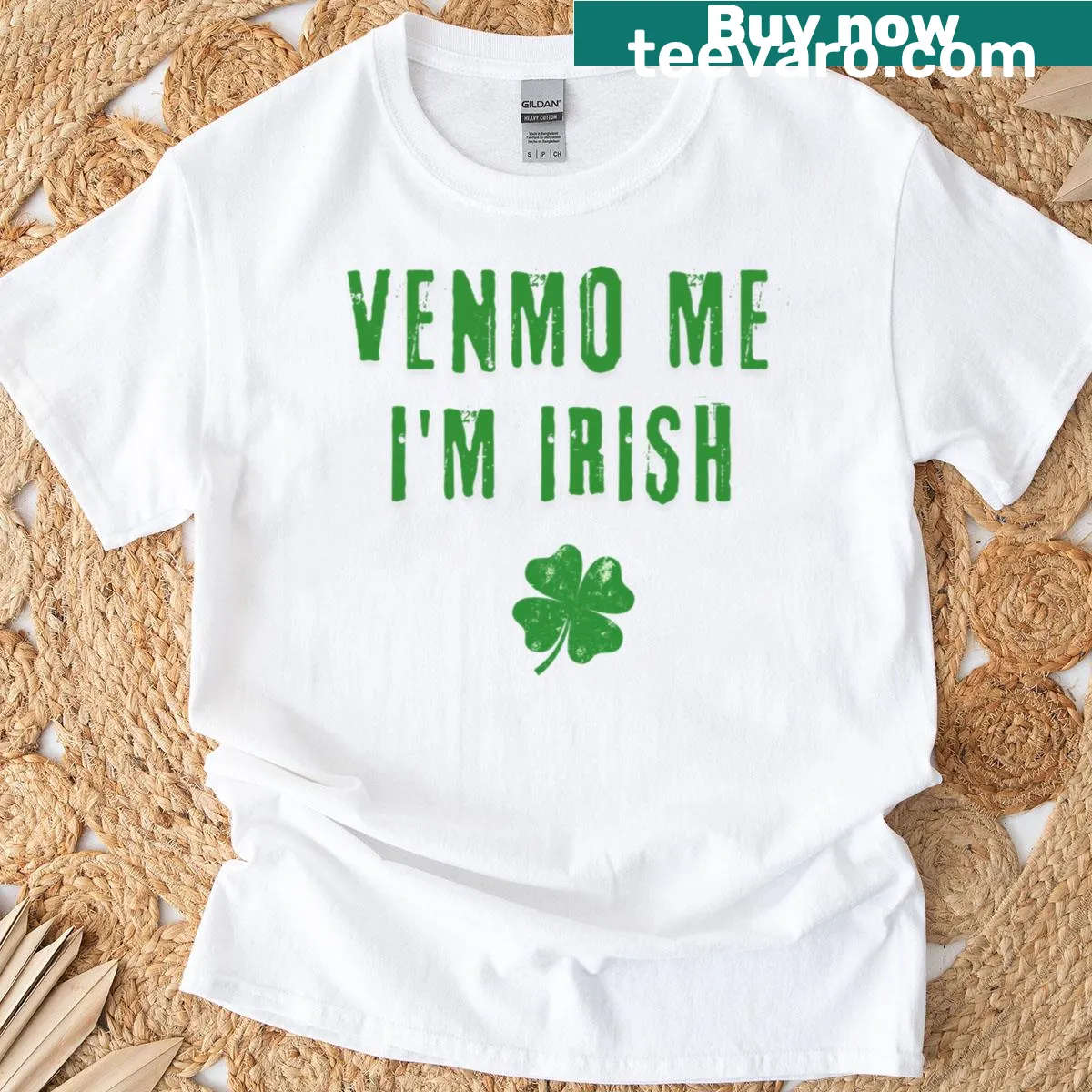 Funny St. Patrick's Day T-shirt with 'Send Me Venmo I'm Irish' phrase — on a men's t-shirt
