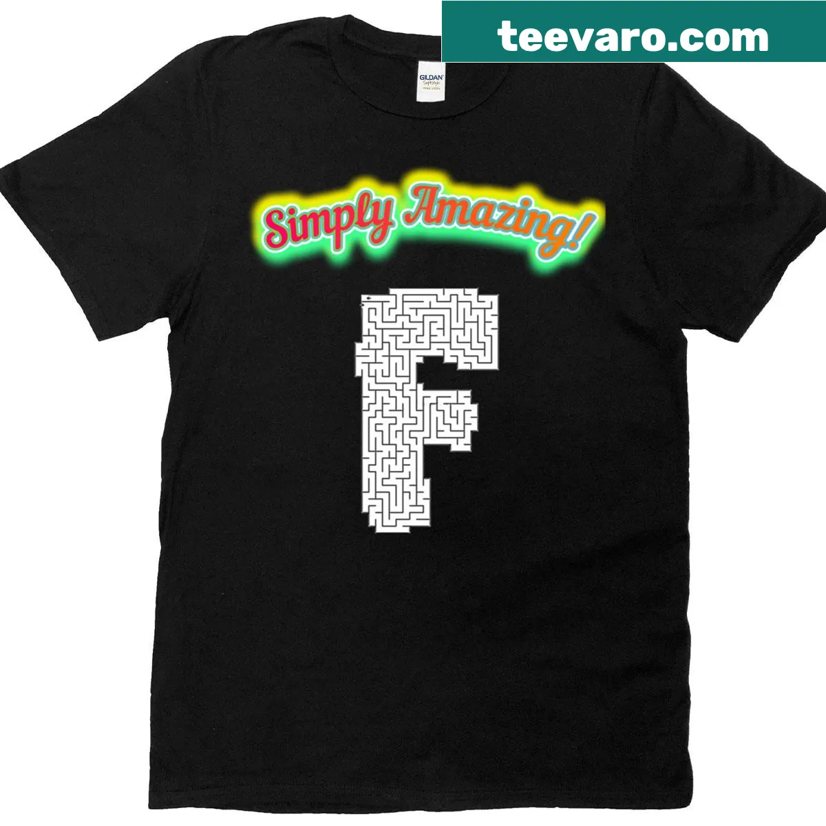 Monogram T-shirt featuring a whimsical 'F' maze design — on a men's t-shirt