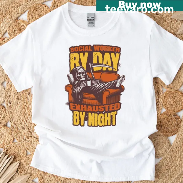 Funny social worker t-shirt with day and night theme