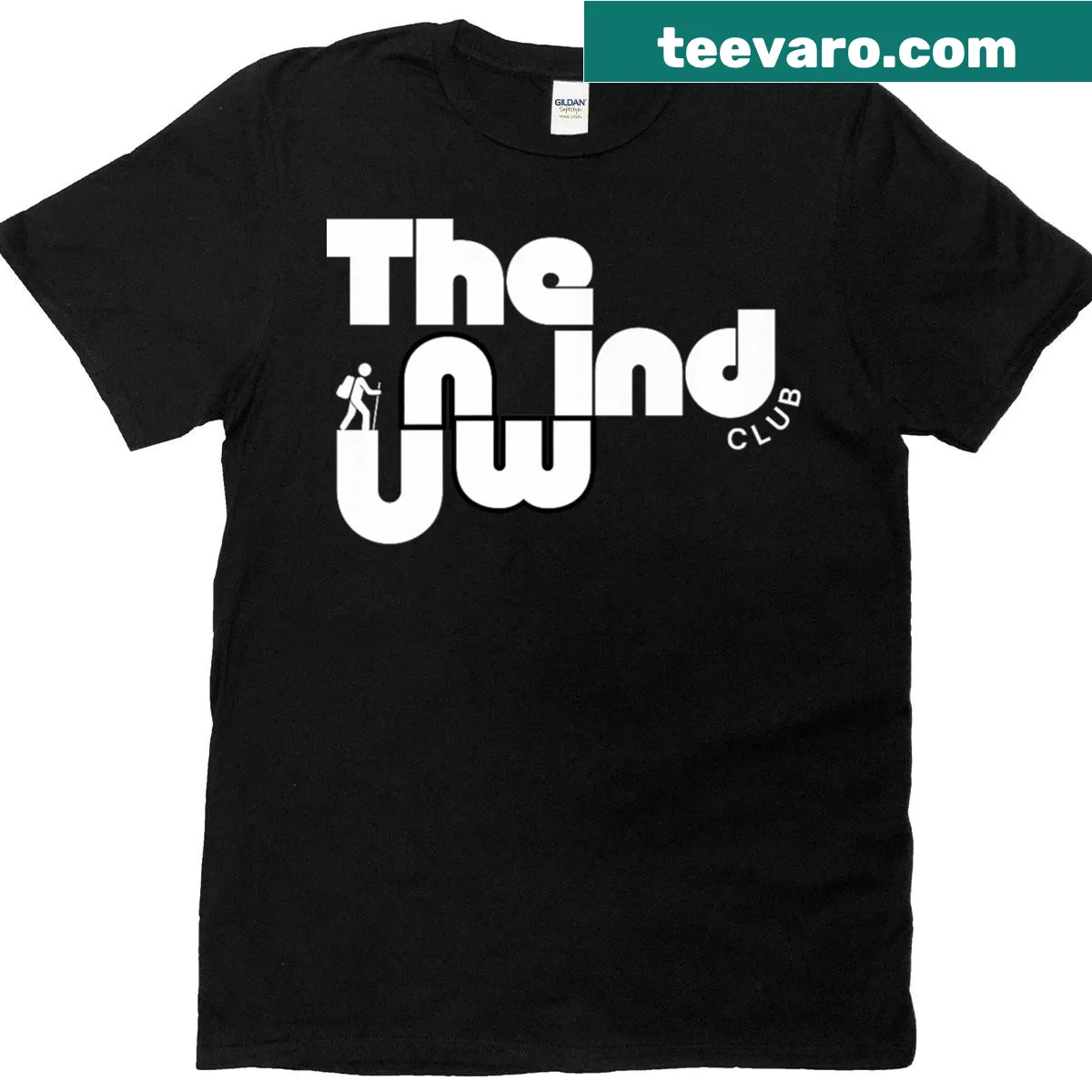 Casual T-shirt with Unwind Club slogan — on a men's t-shirt