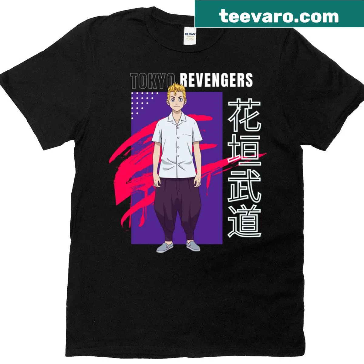Illustrated Takemichi Hanagaki from Tokyo Revengers on a t-shirt — on a men's t-shirt