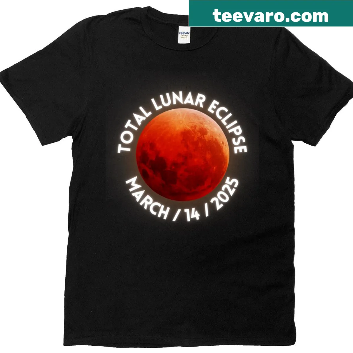 Astronomy-themed t-shirt with lunar eclipse text for enthusiasts — on a men's t-shirt